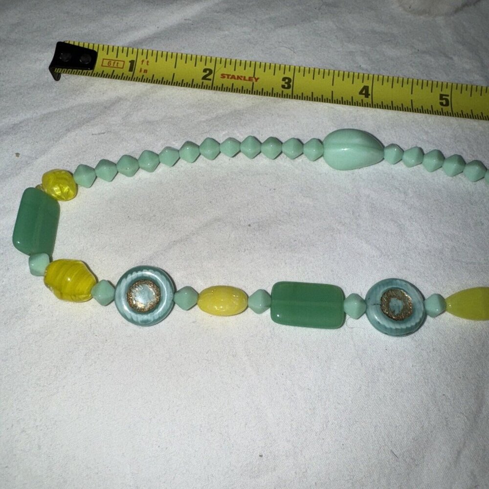 Uranium Glass Jadeite Necklace Vintage Cat Approved